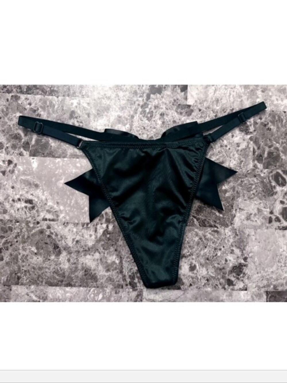 Victoria's Secret Very Sexy Shine Bow V-string Panty GREEN BLING! SMALL